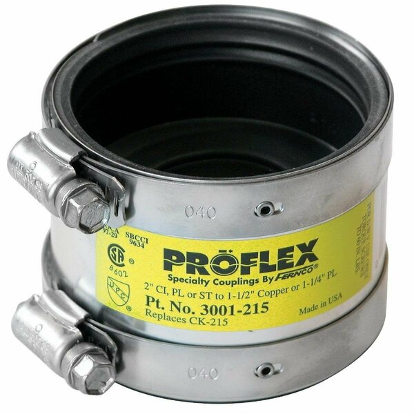 Proflex 2 In. x 1-1/2 In. PVC Shielded Coupling - Cast-Iron, Plastic, Steel to Copper P3001-215